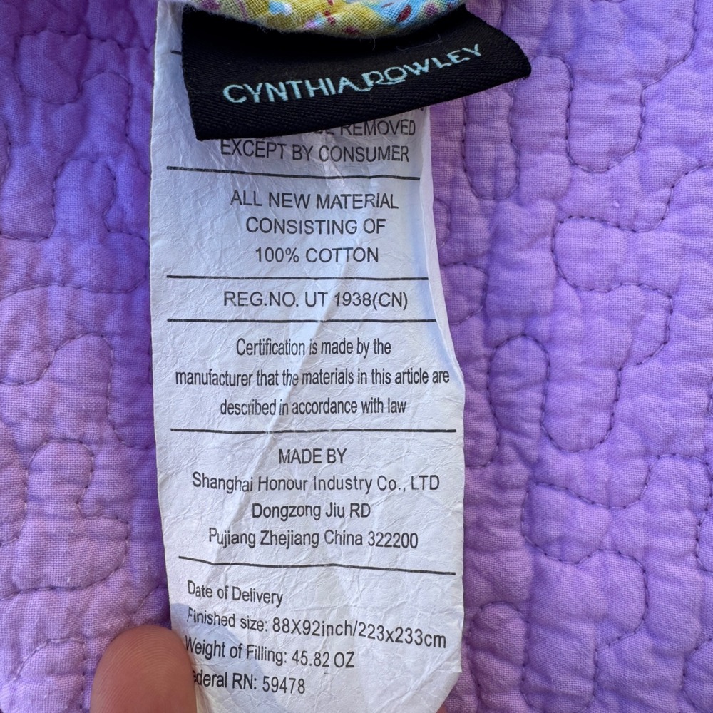 Cynthia Rowley Quilt Set Full Queen Purple Pink Paisley Patchwork 3pc Cotton - Picture 4 of 16